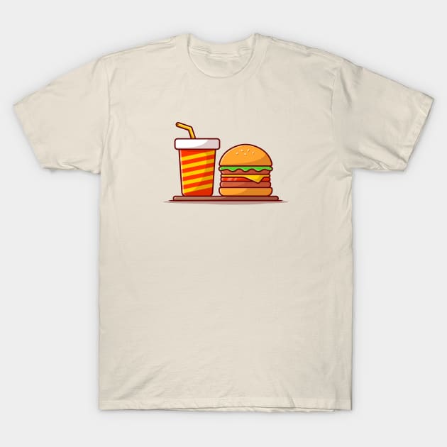 Burger And Soda Cartoon Vector Icon Illustration (10) T-Shirt by Catalyst Labs